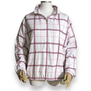 LIZGOLF Pink Plaid Quarter Zip Pull On Windbreaker